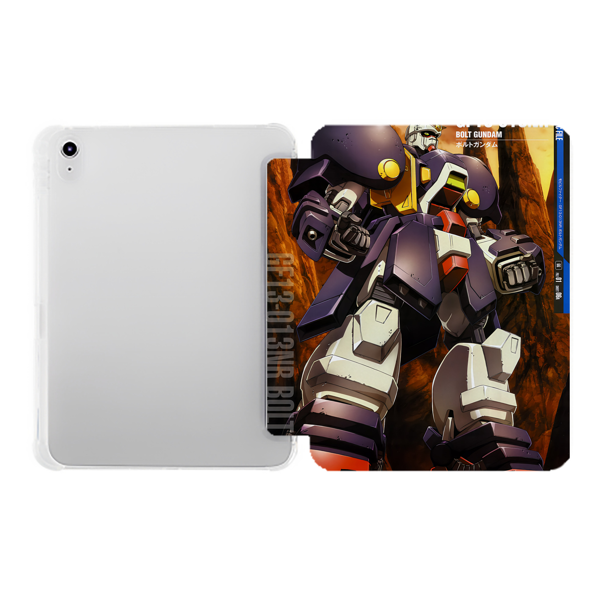 （画像用） 機動戦士ガンダム Mobile Suit Gundam IPad ケース ペン収納付き 三つ折りスタンド PUレザー×シリコン 対応機種9.5/10.5/10.9インチ